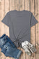 Gray casual plain crew neck tee - tops