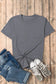 Gray casual plain crew neck tee - tops