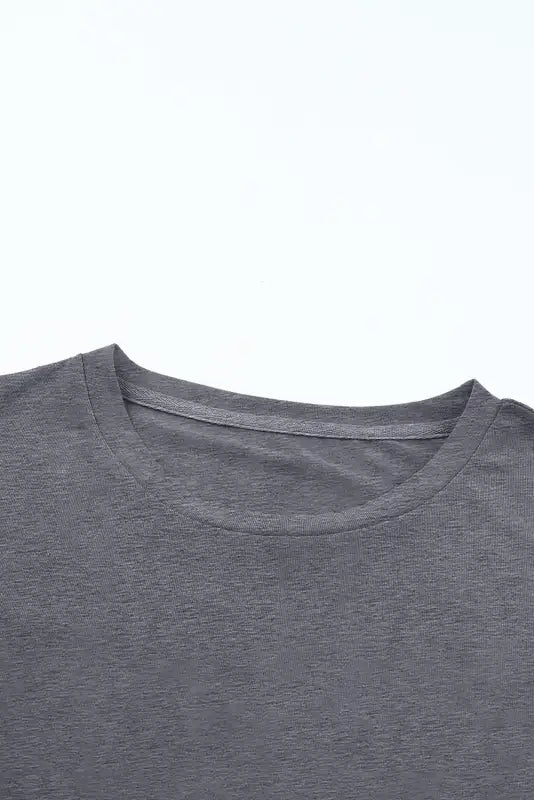 Gray casual plain crew neck tee - tops