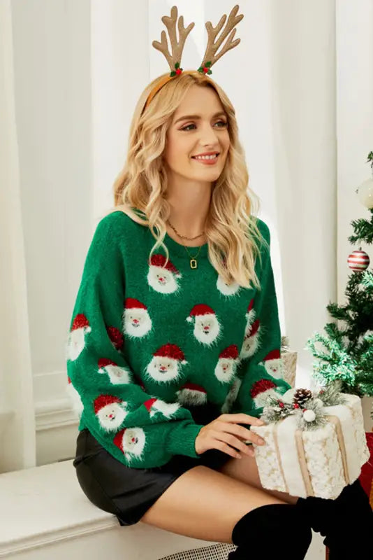 Gray christmas santa claus pullover sweater - sweaters & cardigans