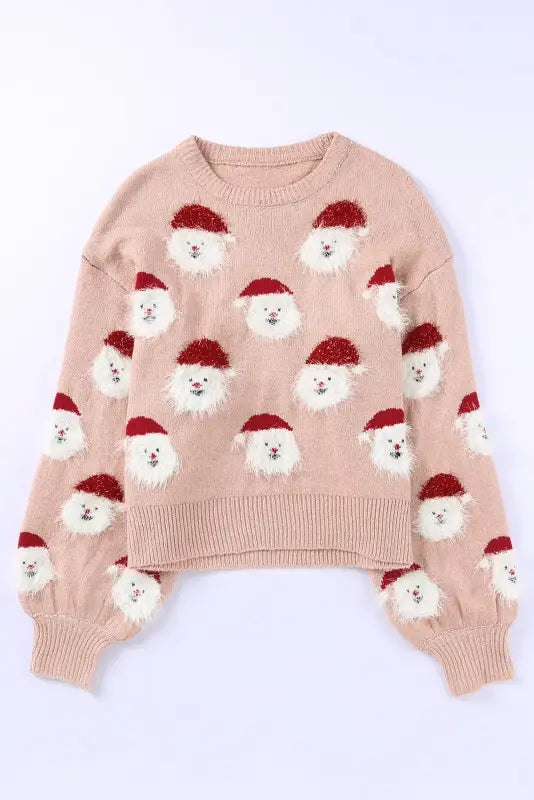 Gray christmas santa claus pullover sweater - sweaters & cardigans