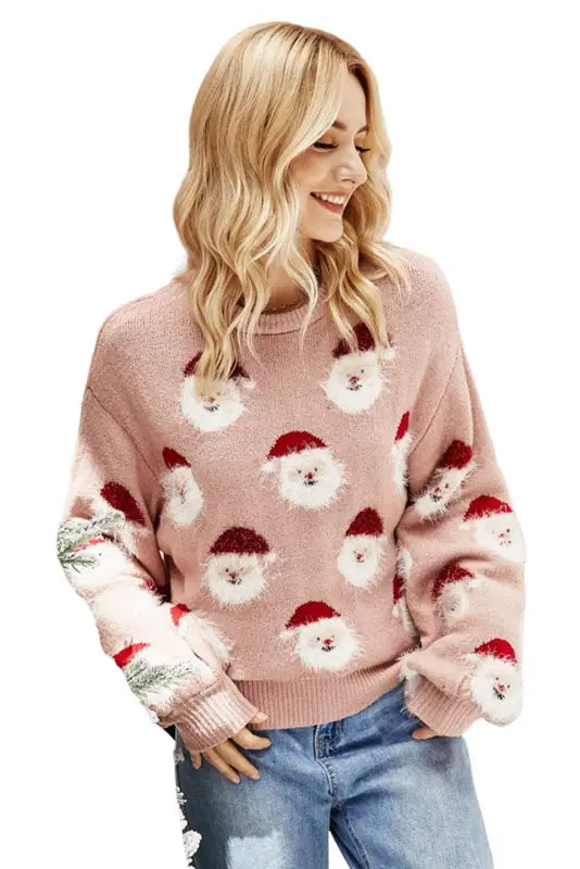 Gray christmas santa claus pullover sweater - sweaters & cardigans