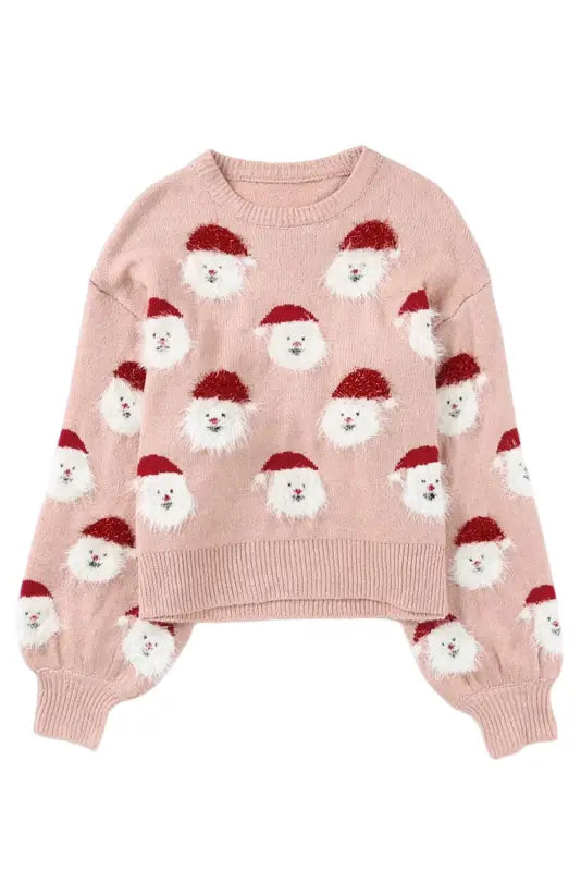 Gray christmas santa claus pullover sweater - sweaters & cardigans