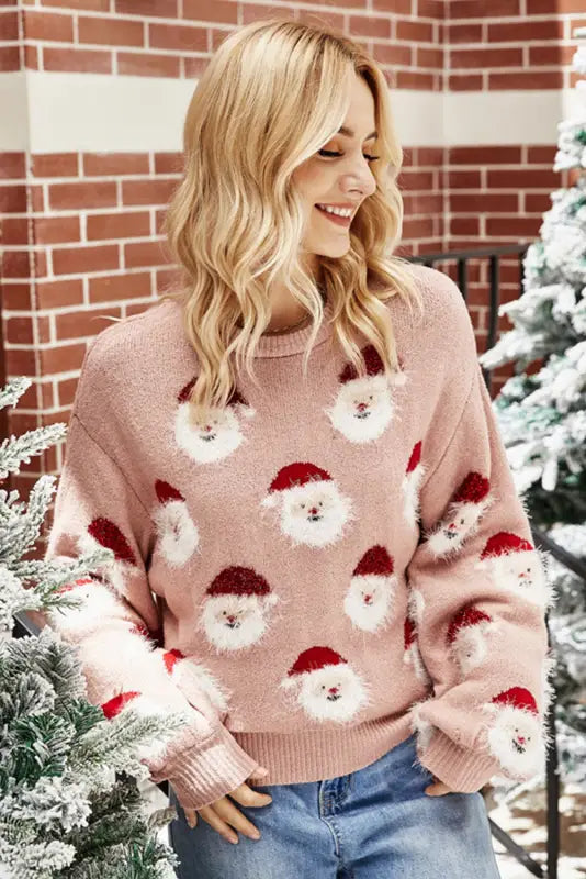 Gray christmas santa claus pullover sweater - sweaters & cardigans