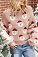 Gray christmas santa claus pullover sweater - pink / s / 100% polyester - sweaters & cardigans