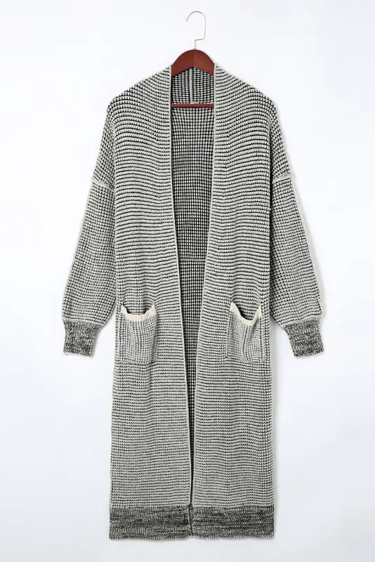 Gray chunky waffle knit oversized collar cardigan - sweaters & cardigans