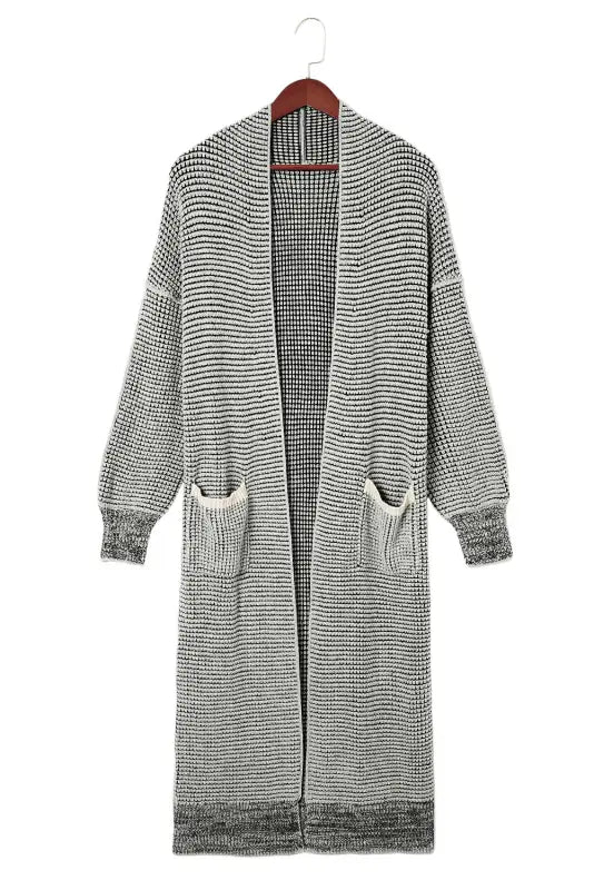 Gray chunky waffle knit oversized collar cardigan - sweaters & cardigans