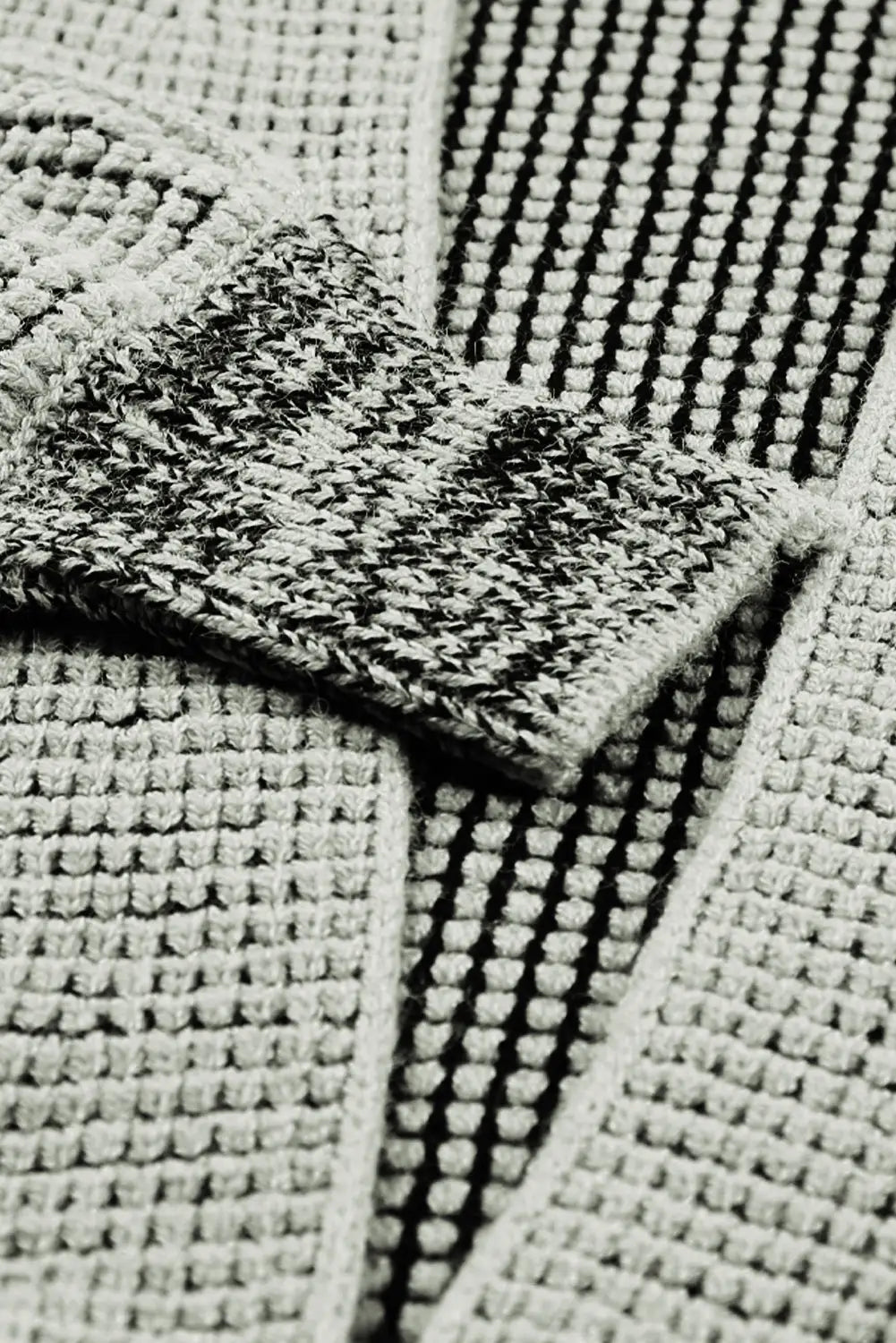 Gray chunky waffle knit oversized collar cardigan - sweaters & cardigans