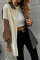 Gray Color Block Leopard Patched Corduroy Shacket - Fashionfitz