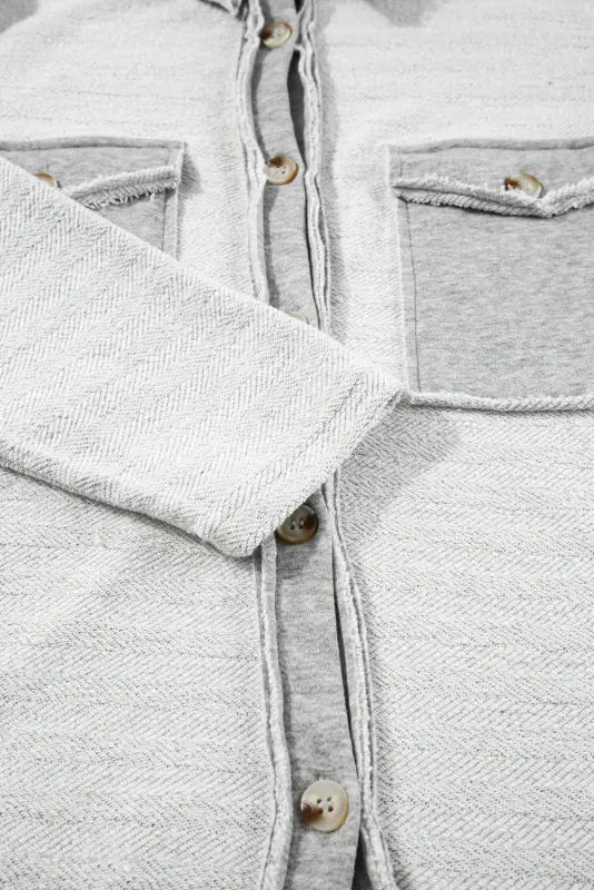 Gray contrast flap pockets relaxed shacket - jackets