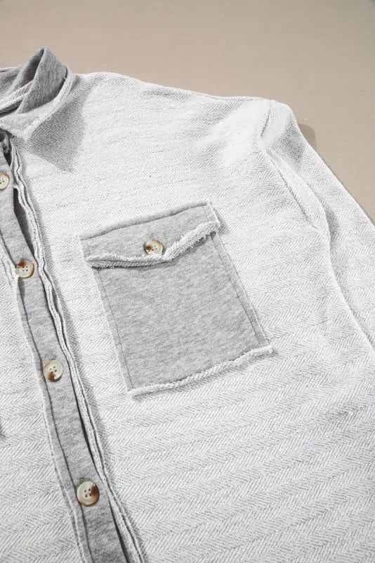 Gray contrast flap pockets relaxed shacket - jackets