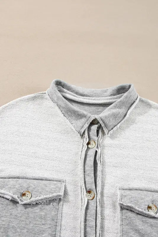 Gray contrast flap pockets relaxed shacket - jackets