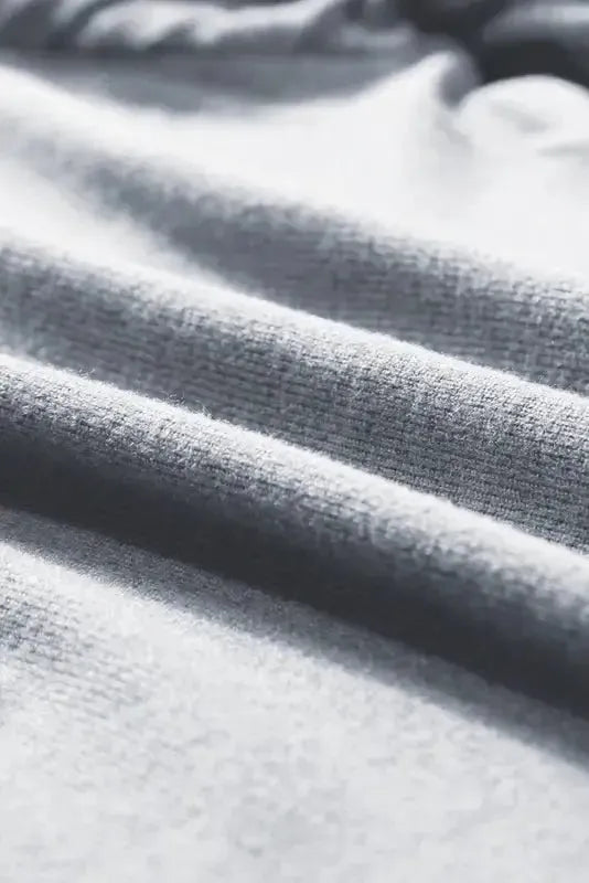 Gray Contrast Ribbed Bishop Sleeve Top - Fashionfitz