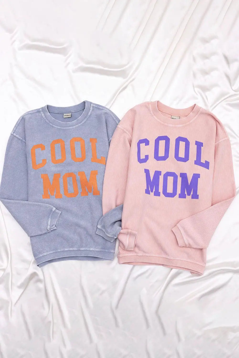 Gray cool mom graphic print cording sweatshirt - sweatshirts & hoodies
