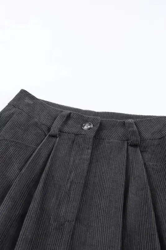Gray Corduroy High Waist Straight Leg Pants - Fashionfitz