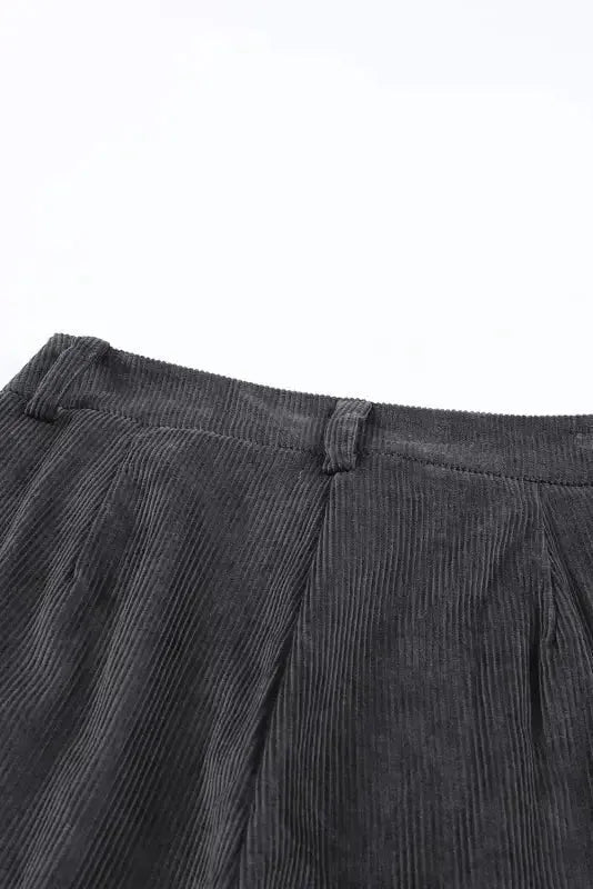 Gray Corduroy High Waist Straight Leg Pants - Fashionfitz