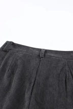 Gray Corduroy High Waist Straight Leg Pants - Fashionfitz