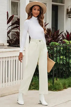 Gray Corduroy High Waist Straight Leg Pants - Fashionfitz