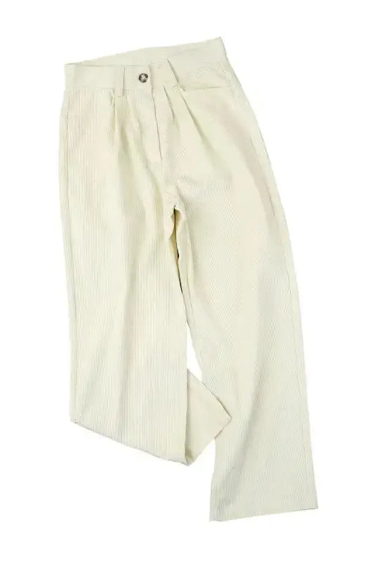 Gray Corduroy High Waist Straight Leg Pants - Fashionfitz