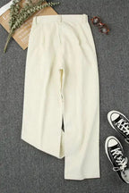 Gray Corduroy High Waist Straight Leg Pants - Fashionfitz