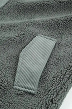 Gray Corduroy Trim Elbow Patch Sherpa Jacket - Fashionfitz