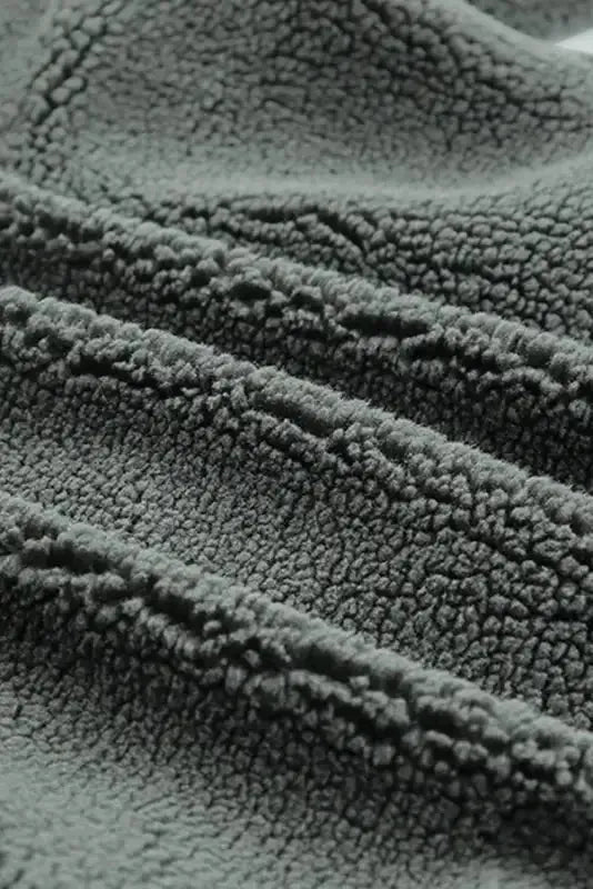 Gray Corduroy Trim Elbow Patch Sherpa Jacket - Fashionfitz