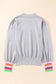 Gray crew neck colorful striped cuffs puff sleeves sweater - sweaters & cardigans