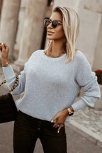 Gray Cross Back Hollow-out Sweater - Fashionfitz