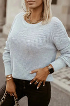 Gray Cross Back Hollow-out Sweater - Fashionfitz