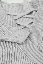 Gray Cross Back Hollow-out Sweater - Fashionfitz