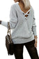 Gray cross back hollow-out sweater - sweaters & cardigans