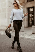 Gray Cross Back Hollow-out Sweater - Fashionfitz