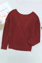 Gray Cross Back Hollow-out Sweater - Fashionfitz