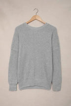 Gray Cross Back Hollow-out Sweater - Fashionfitz