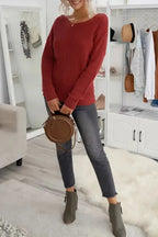 Gray Cross Back Hollow-out Sweater - Fashionfitz