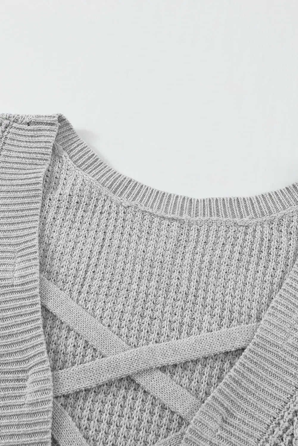 Gray cross back hollow-out sweater - sweaters & cardigans