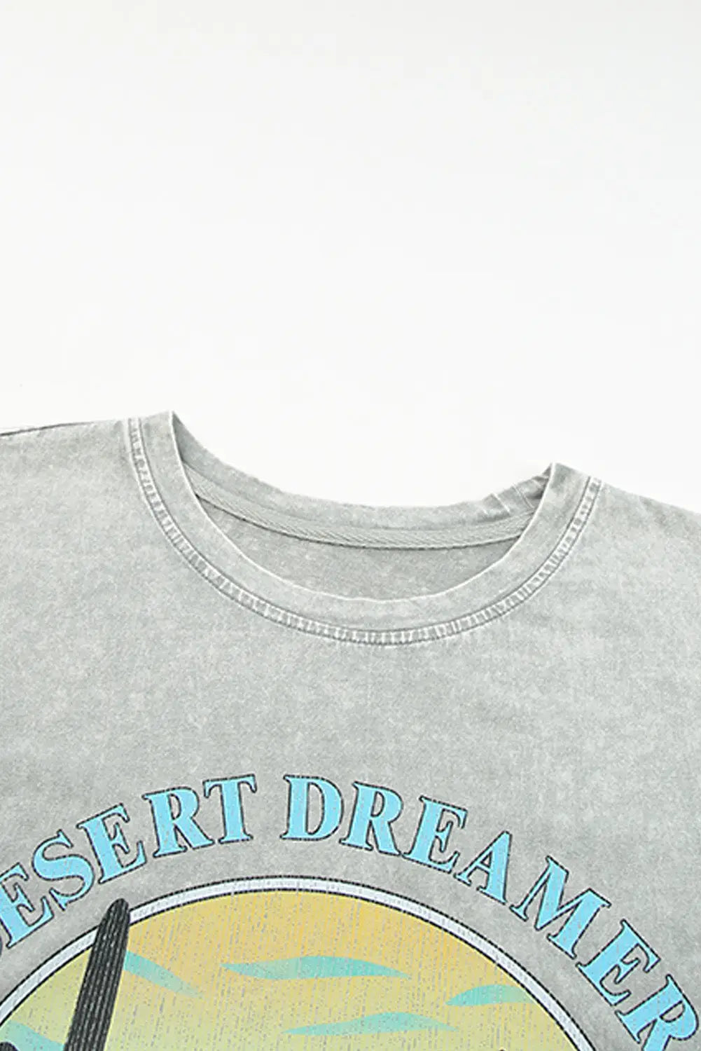 Gray desert dreamer mineral wash graphic tee - t-shirts