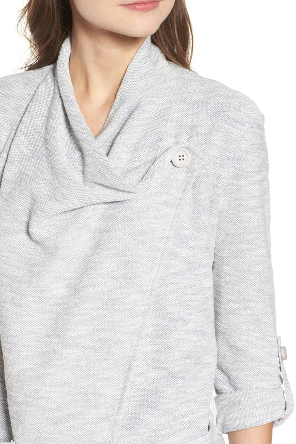 Gray drape front knit jacket - jackets