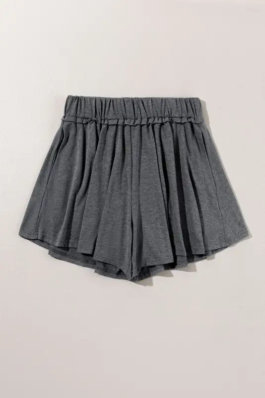 Gray elastic waist culotte shorts - bottoms