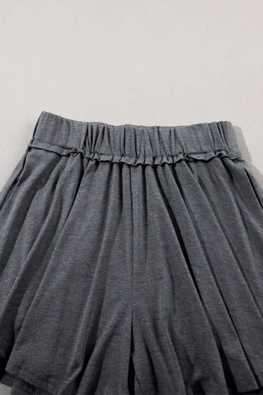 Gray elastic waist culotte shorts - bottoms