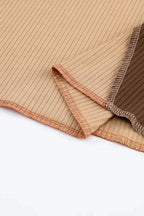 Gray Expose Seam Color Block Ribbed Knit Top - Fashionfitz