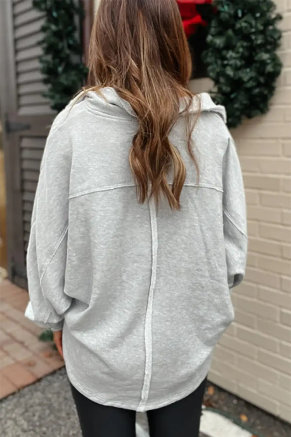 Gray exposed seam double chest pocket sweatshirt - sweatshits & hoodies