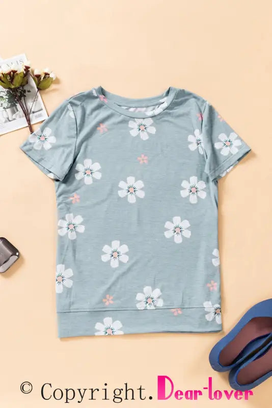 Gray floral pattern t-shirt - t-shirts