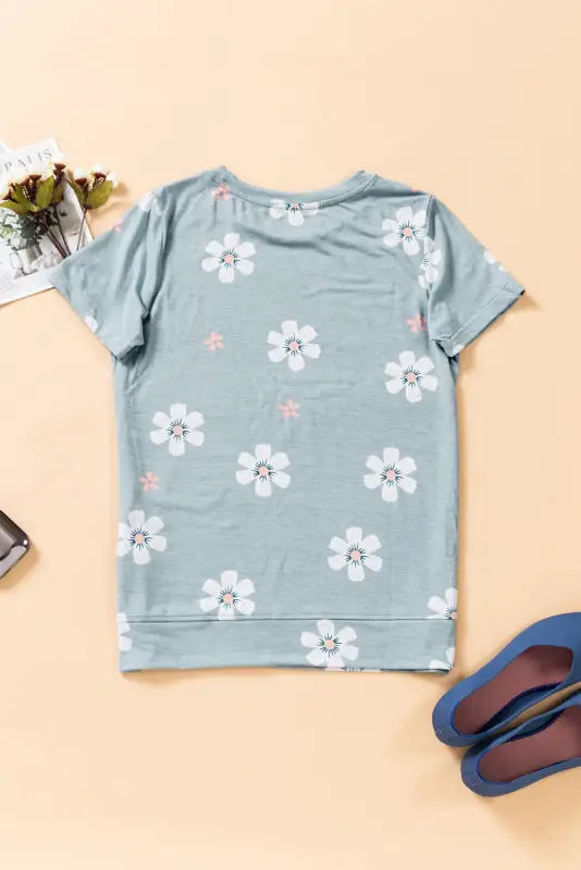 Gray floral pattern t-shirt - t-shirts