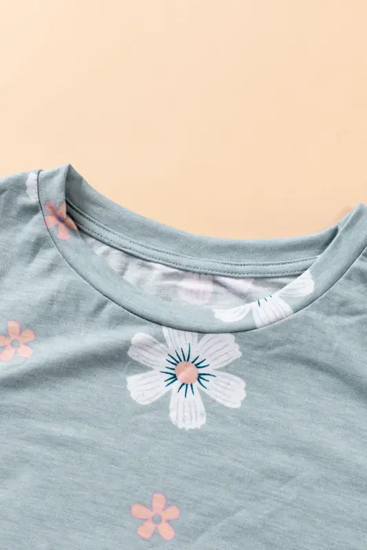 Gray floral pattern t-shirt - t-shirts