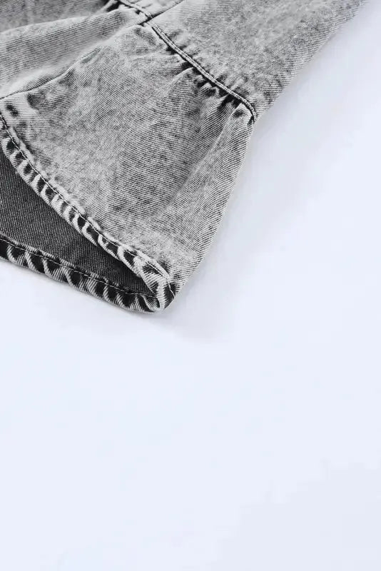 Gray Flutter Sleeves Tiered Denim Top - Fashionfitz