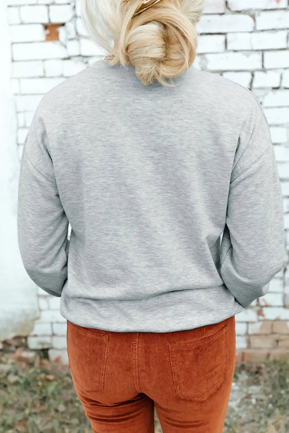 Gray gobble turkey print pullover sweatshirt - graphic sweatshirts