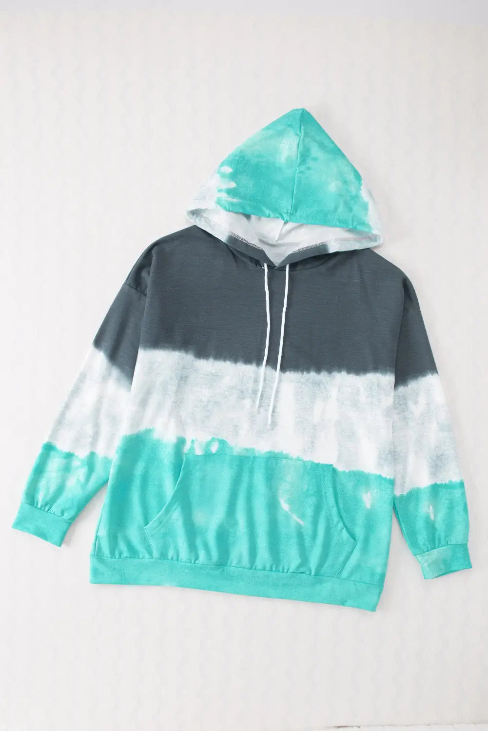 Gray gradient colorblock pullover hoodie - green / 5x / 95% polyester + 5% elastane - plus size