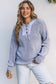 Gray henley v neck hooded sweater - sweaters & cardigans