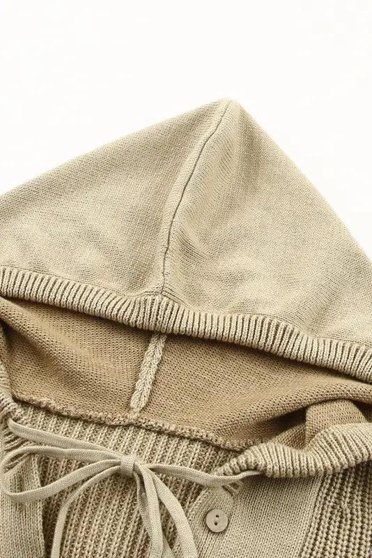 Gray henley v neck hooded sweater - sweaters & cardigans